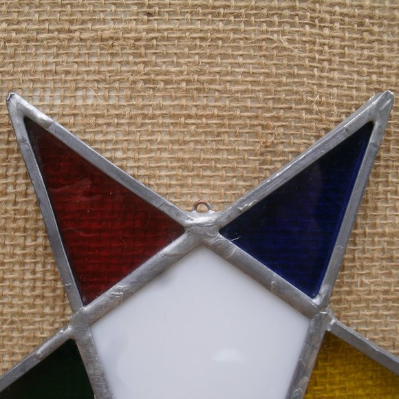 Vintage Eastern Star Symbol Stained Glass Suncatcher - Picture 7 of 10
